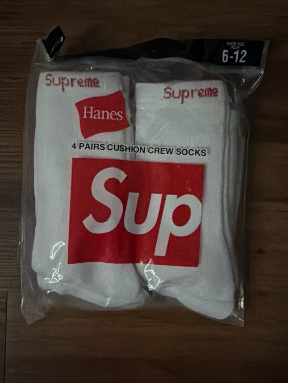 Hanes White Crew Socks with Red Logo - 4 Pairs